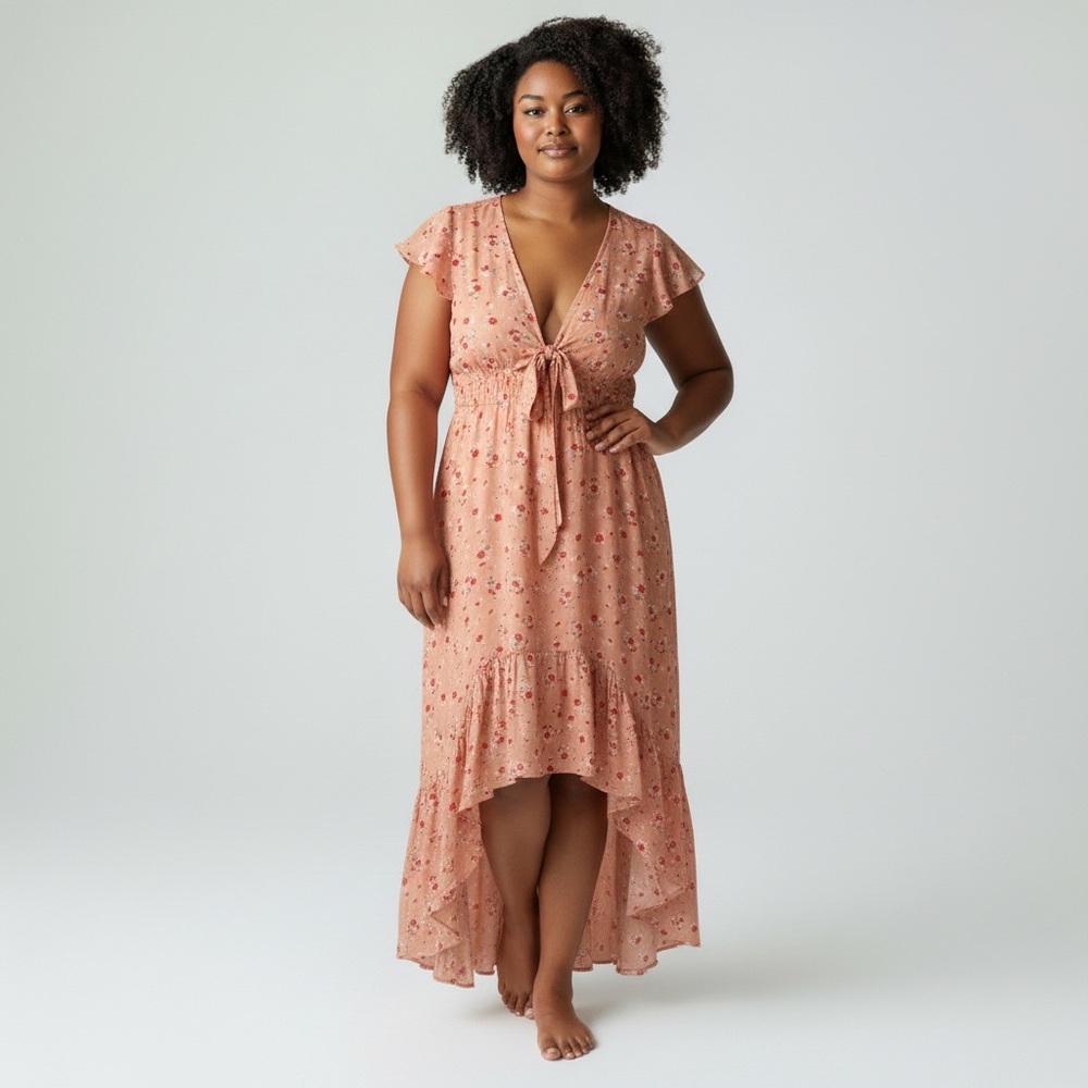 Peach floral maxi dress 🍑 - Picture 2 of 5